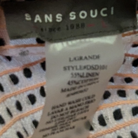 🟡 7. Cotton Linen Blend Soft Pink Polka Dot  Crop Top Sheer Sleeves - Picture 8 of 9